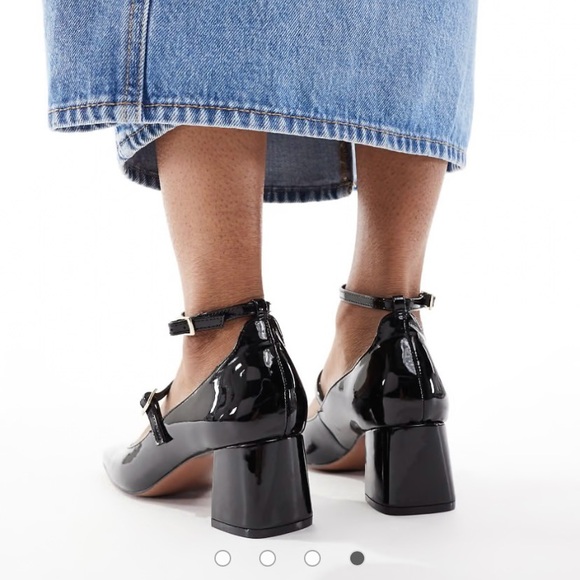 ASOS Patent Leather Mary Jane Heels Black Strappy Block Heel 9 NWOT - Picture 4 of 11